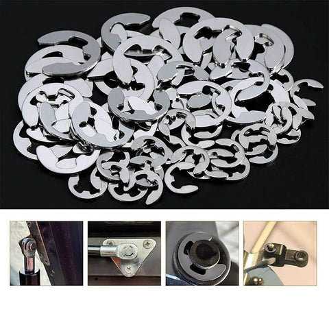 200 Pcs E Clips C Circlip Washer Kit Stainless Steel Shaft Bearing Retaining Rings Assorted 1.5 To 10 Mm External C Type Circlips