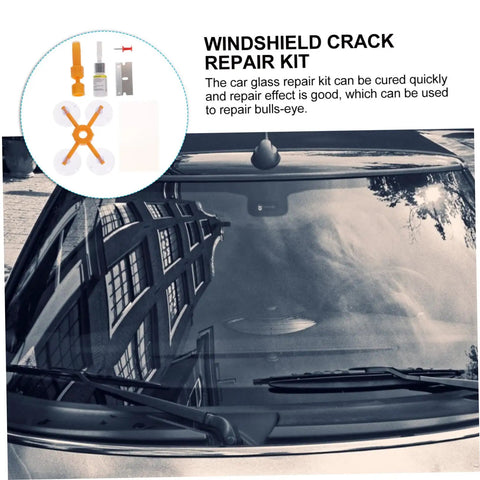 Car Windshield Crack Repair Kit For Quick Chip Fix And Auto Glass Restoration DIY Windshield Repair Tool with yellow applicator.
