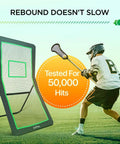 Lacrosse player using Backyard Lax Rebounder Net With 7x4 Foot Practice Area And Five Adjustable Angles