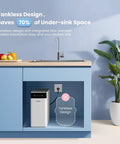 Under-sink installation of Top-Notch Tankless Reverse Osmosis System 400 GPD With 7-Stage Filtration, showcasing tankless design.