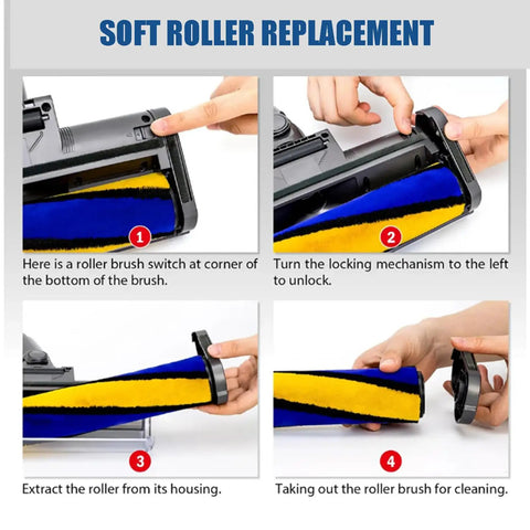 Soft Roller Laser Brush Head For V12 Detect Slim And V10 Slim Green LED Light Motorhead Replacement Attachment steps