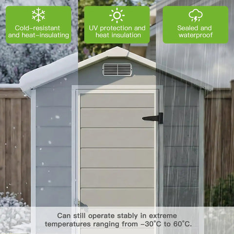 4x6 Ft Outdoor Storage Shed With Floor And Window All Weather Resin Garden Tool Shed Waterproof Plastic Shed with roof vent