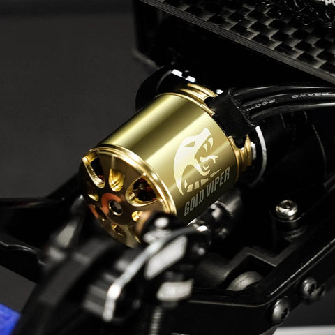 Gold Viper 1721 Brushless Motor 2800KV for 1/18 Rc Cars Upgrade TRX4M Ascent-18 installed in an RC car chassis