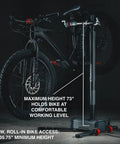 Electric Height Adjustable Bike Repair Stand With 100 Lb Capacity Hands Free Foot Lift Fast Ratchet Clamp For EBikes And Home Workshops lifting bike