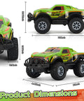 Off Road Remote Control Truck 2.4GHz RC Car With LED Lights 1 To 20 Scale All Terrain Monster Stunt Vehicle dimensions in green