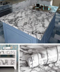 Grey Marble Peel And Stick Vinyl Wrap For Kitchen Countertops And Cabinets Self Adhesive Waterproof Durable No Mess Easy Peel DIY