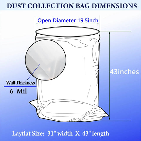 5 Pack Dust Collector Bags 19.5 Inch Diameter 70 Gallon Lower Dust Collection Bag Replacement for Heavy Duty Woodworking 6 Mil Plastic