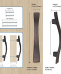 30 Pack Bridge Design Cabinet Handles, 3 Inch Hole Centers, Oil Rubbed Bronze Zinc Alloy Drawer Pulls with dimensions and screws