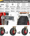 Rock Solid Heavy Duty Swivel Casters Rated 900 Lbs with measuring caliper showing wheel dimensions and specifications.
