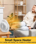 2 Pack 1500W Small Space Heaters, Portable Desk Heaters With Three Modes, Overheat Protection, shown in living room setting