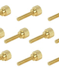 Solid Brass Diamond Knurled Thumb Screws 8X32 By Three Quarter Inch With Straight Shoulders And Flat Tips 10 Pack on white background.
