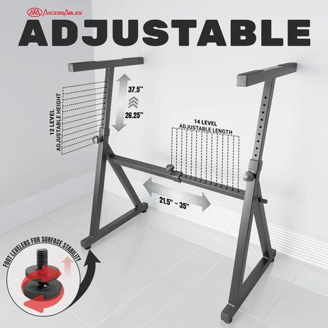 Two In One Adjustable Keyboard Stand And DJ Desk with adjustable height and width for musicians studios gigs