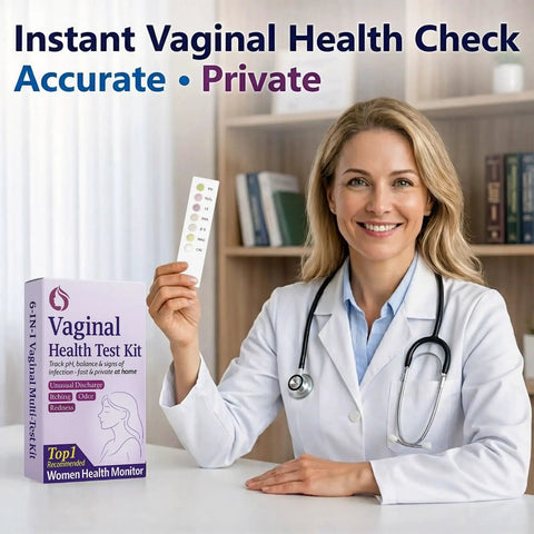 6-in-1 Vaginal Health Self Check Kit for Women, At Home pH Balance Monitor, BV and Yeast Screen, Microbiota Health Check, Easy Self Screen for Intimate Wellness, Track Discharge, Odor, Itching Symptoms, doctor holding test strip