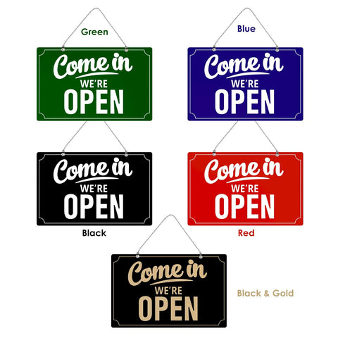 Open Closed Flip Sign Set For Window And Door Black Double Sided Open Closed Sign Reusable Store Hour Sign For Restaurant Bar Cafe Salon Retail Shop Indoor Use With Gold Accents in various colors