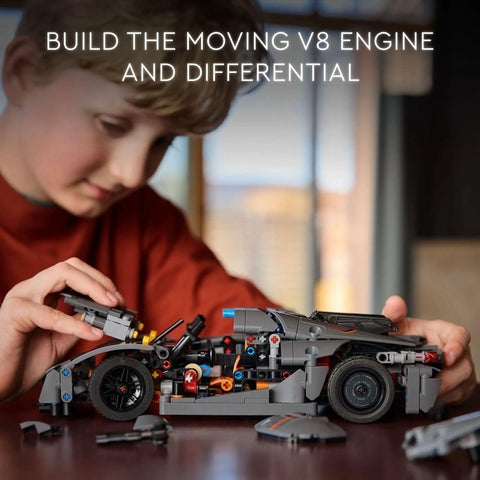Child assembling Koenigsegg Jesko Absolut Grey Hypercar Buildable Model Kit For Kids And Teens Realistic Sport Car Toy For Racing Fans.