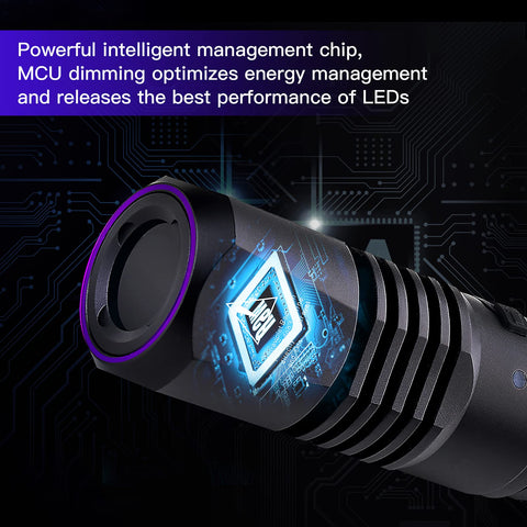 Close-up of 365Nm UV Flashlight Beast Workhorse showing intelligent chip and LED performance details.