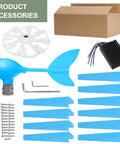 Magnetic Levitation Wind Turbine Generator Kit 12000W with blue parts, tools, and controller for off-grid use.