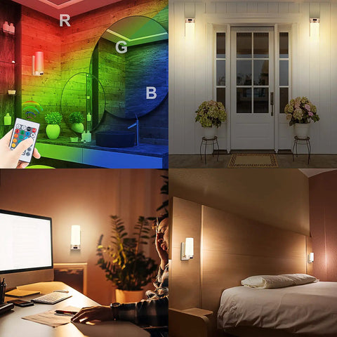 Wireless Wall Sconce Light Stick On RGB Lamp USB Rechargeable Color Changing And Dimmable Night Light in various settings