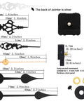 DIY Clock Movement Kit Quartz Battery Operated Replacement Mechanism With Two Pairs Of Short Hands and dimensions diagram