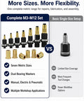 Comparison of Heavy Duty Carbon Steel Rivet Nut Tool Kit With M3 To M12 Mandrels and Rivnut Sockets against a single-size setup.