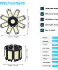 Diagram of Hella Bright 240W LED Garage Light with 24,000 lm, showing dimensions and technical specifications.