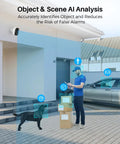 2K Battery Powered Wireless Security Camera for Indoor Outdoor Use Mounted on House with AI Motion Detection Features
