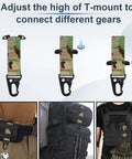 Molle Clips Key Holder 2 Pack Black Molle Webbing Clips With Carabiner Style Hooks attached to tactical gear