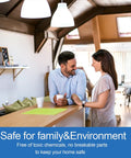 Couple enjoying conversation under 50W LED bulbs in a modern kitchen setting, highlighting aluminum construction and energy saving