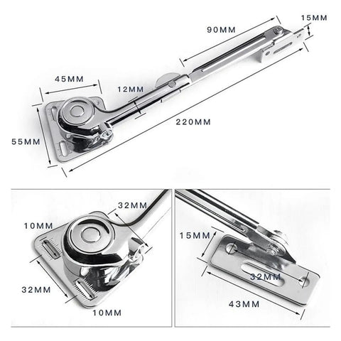 Soft Close Heavy Lid Support Hinges Zinc Alloy Hydraulic Stay For Closet Wardrobe Toy Box Left And Right 2 Pack detailed measurements