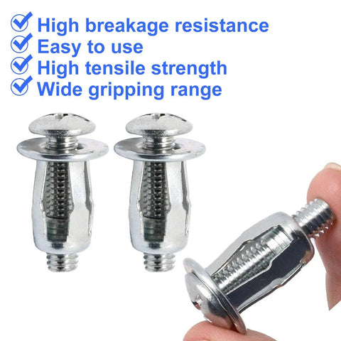 Heavy Duty M6 Hollow Wall Anchors For Thin Walls 1 Inch Long Galvanized Carbon Steel Drive Anchors Included Set Of 20 Pieces showing two anchors and one in hand.