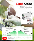 Golf rangefinder with slope assist, 1300 yard yardage, 7.5x magnification, magnetic mount, Type C rechargeable, lightweight gray gear.