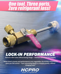 Valve Core Removal Tool For HVAC Pro Grade Kit with Three Eighths Inch Evacuation Kit, displayed on a reflective surface