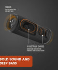 Internal view of Flip 6 Portable Bluetooth Speaker With Loud Power And Deep Bass, showing passive radiators and drivers.