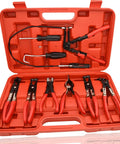 9 Piece Hose Clamp Pliers Set With Long Reach For Auto Hoses Fuel Oil Water Radiator And Coolant Lines in red case