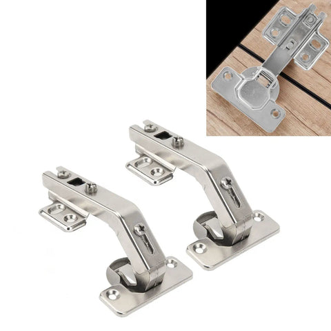 135 Degree Corner Folding Door Hinge For Concealed Cabinets Soft Close 3 Way Adjustment Heavy Duty Steel Cabinet Hinge on wood surface