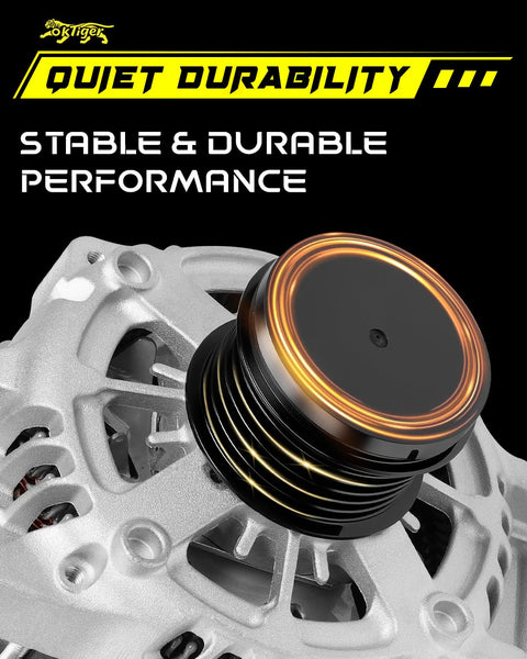 Close-up of Upgraded 100A 12V Alternator For Toyota Camry, Corolla And RAV4, Clockwise 6-Groove Pulley, OE 27060-25010