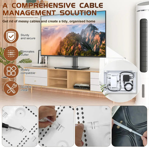 Premium In Wall TV Media Box For Slick Cable Concealment And Hidden Outlet Storage Heavy Duty Structured Wiring Enclosure shown in use with cables and a clean TV setup.
