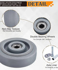 2-Pack 4 Inch Push Cart Wheels Heavy Duty Rubber Plate Casters With Bearings Bushings And Washers Replacement Wheels, Grey