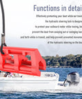 Red Hydraulic Steering Lock For Outboard Motors, Secure Tow Ready Transom Saver That Prevents Sway, Fits Most Steering Cylinders