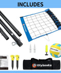 20 Foot Outdoor Volleyball Net Set With Anti Sag Net Adjustable Iron Poles Durable Carry Bag Soft PU Volleyball And Pump
