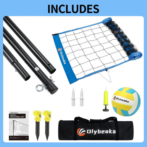 20 Foot Outdoor Volleyball Net Set With Anti Sag Net Adjustable Iron Poles Durable Carry Bag Soft PU Volleyball And Pump