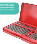 40 Piece Heavy Duty Hexagon Wrench And Socket Set With Metric Combos Plus Spline Star Drive Bits For Auto Garage Restoration Bike And Lawn Equipment Fixes Hella Tough Workshop Gear in a red storage case.
