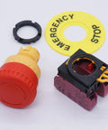 Red 22mm Mushroom Emergency Stop Push Button Switch Latching 2NC Contacts 10A 600V Panel Mount 4 Terminals 40mm Mushroom Head Fits Up To 0.24 Inch Panel Thickness
