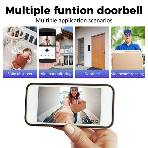 Wireless Wi Fi Video Doorbell Camera With Night Vision And Two Way Audio, HD Live Monitoring, Real Time Visitor Alerts