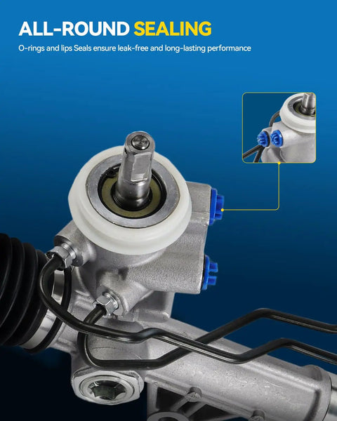 Close-up view of rack and pinion showing sealing features, used for Rack And Pinion Direct Bolt In Replacement For 2005 2008 Uplander FWD