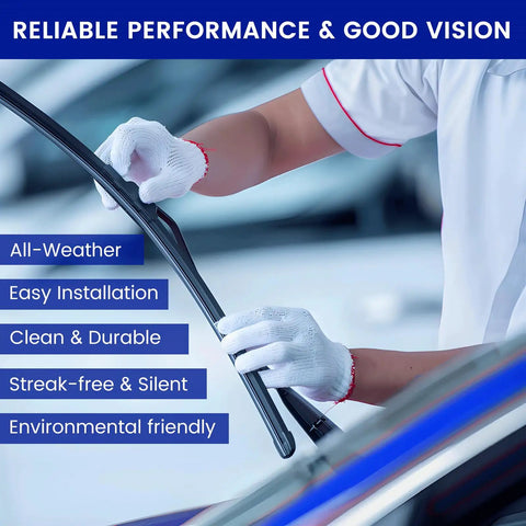 Premium 22 Inch Beam Wiper Blades For Chevy Avalanche Silverado Suburban Tahoe exact OEM replacement being installed on a vehicle.