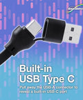 Dope Retractable USB C Cable For Motion Boom Speaker 100W Fast Charge 3 In 1 USB C USB A Micro USB Five Preset Lengths From 10 To 42 Inches Tangle Free Portable Charger Cord Jet Black, built-in USB-C connector