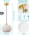 Vaziden Milk Glass Pendant Lights Kitchen Island Gold Chandelier 11.81", 11.8" round textured white shade with gold accents.