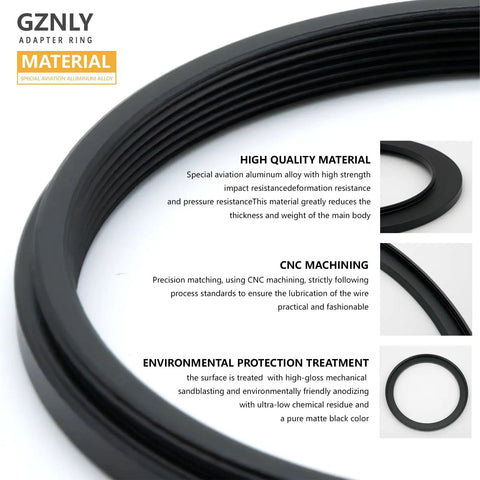 67mm To 77mm Step Up Filter Adapter Ring Built To Last Black Aviation Aluminum For Camera Lenses Lightweight Yet Heavy Duty