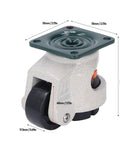 Rugged Retractable Leveling Casters With Ratchet Arm Design, 40mm polyurethane roller, dimensions shown, perfect for workshop equipment.